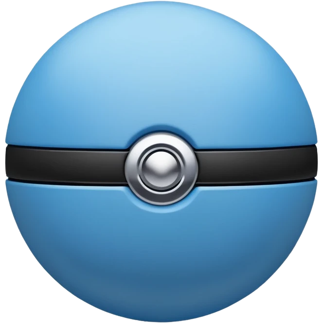 blue pokeball emoji, top half is a more saturated blue, bottom half is white, black stripe emoji