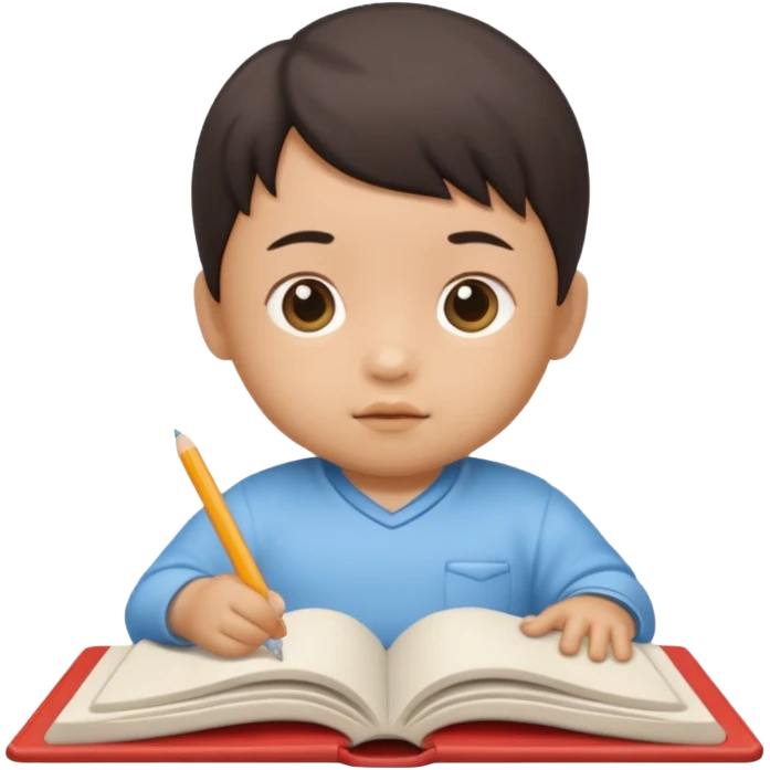 3D 风格的 notebook icon，有 baby boy，中国孩子，和之前女孩的风格一致 emoji