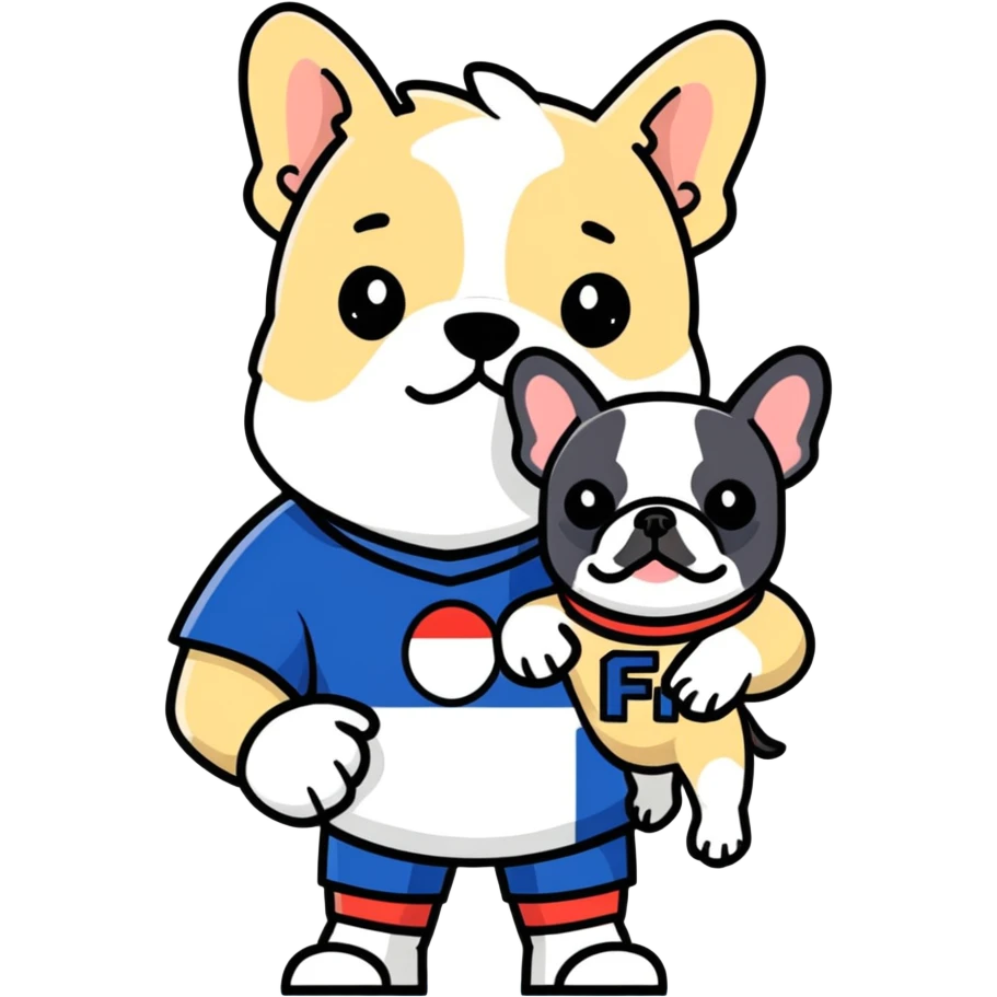 Footballer and a French bulldog emoji
