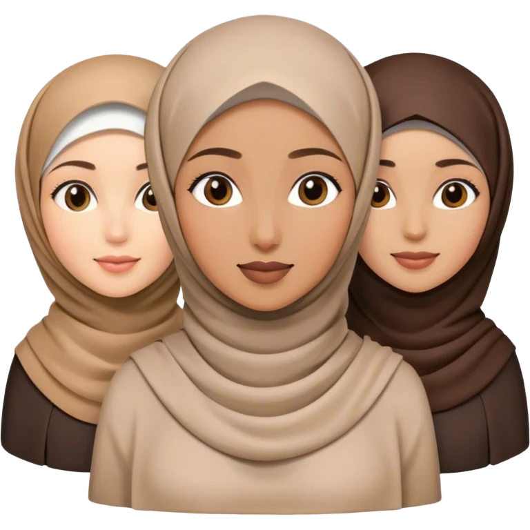 3 women collaboration. In the middle women are hijab women emoji