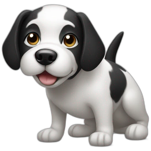 A black and white dog pooping emoji