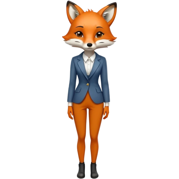 extremely sad anthropomorphised female fox in stylish outfit, no sunglasses, very sad and crying, looking to the left, full-body view emoji