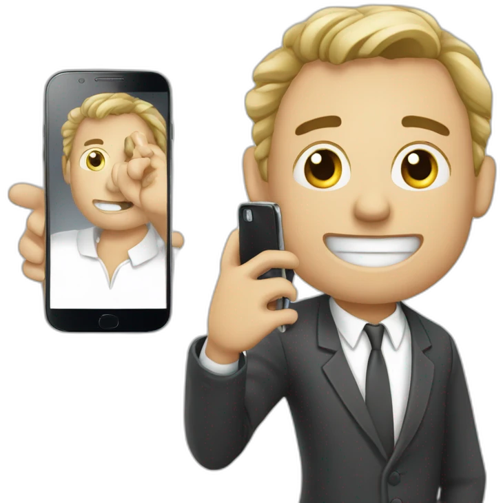 Rich person closing 6000€ deals with his phone emoji