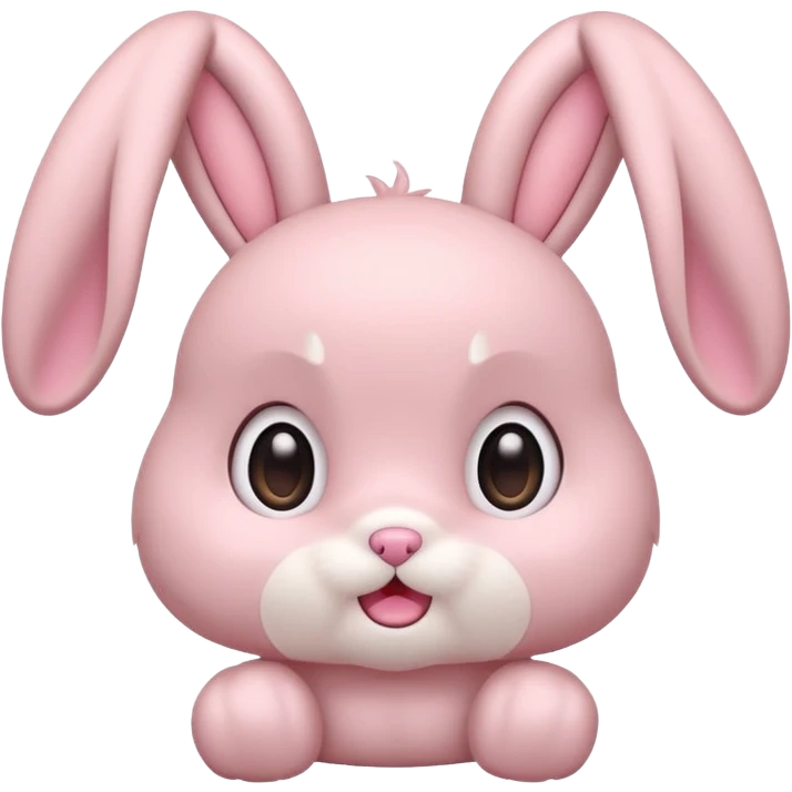 Pastel pink bunny, kawaii fluffy ears and body pretending to be shocked  emoji