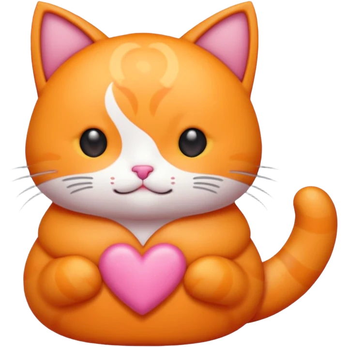 Gato naranja corazón rosa cuerpo entero kawaii emoji