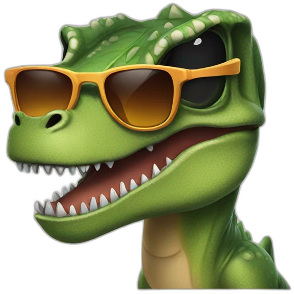 Un t-rex with sunglasses emoji