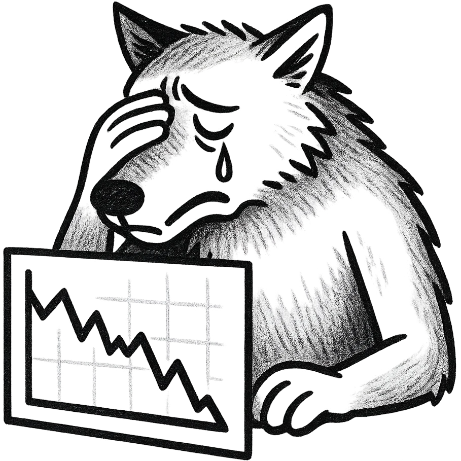 simple, stark depiction of a wolf emoji
