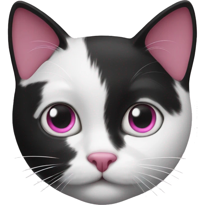 White and black cat with pink nose  emoji