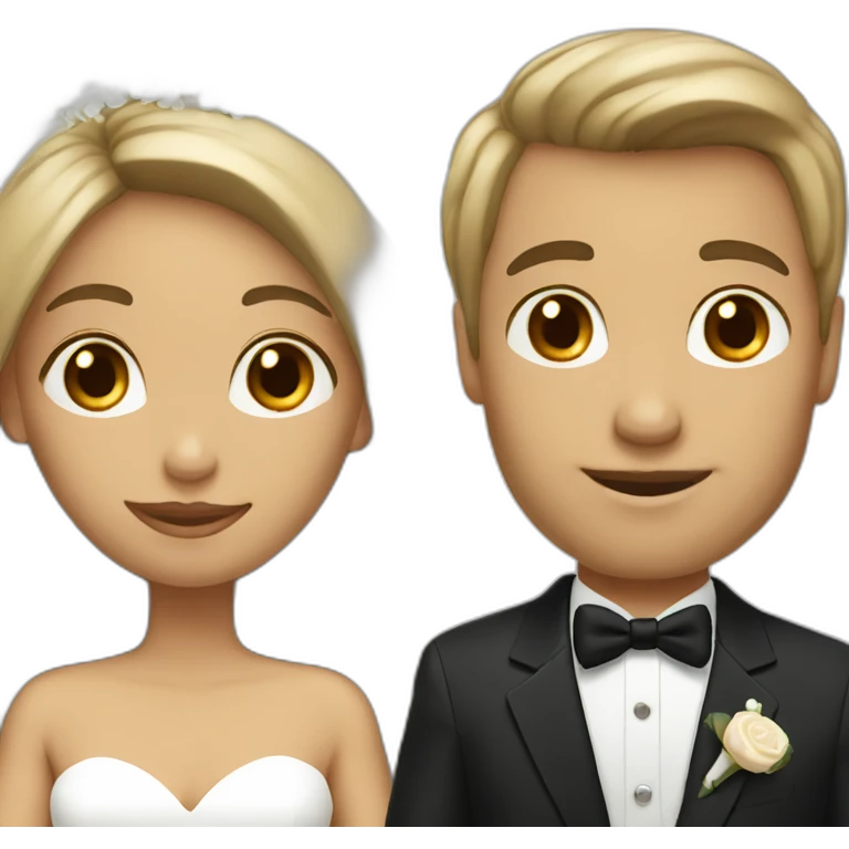 Tan Woman with dark brown hair and man with blonde hair getting married emoji