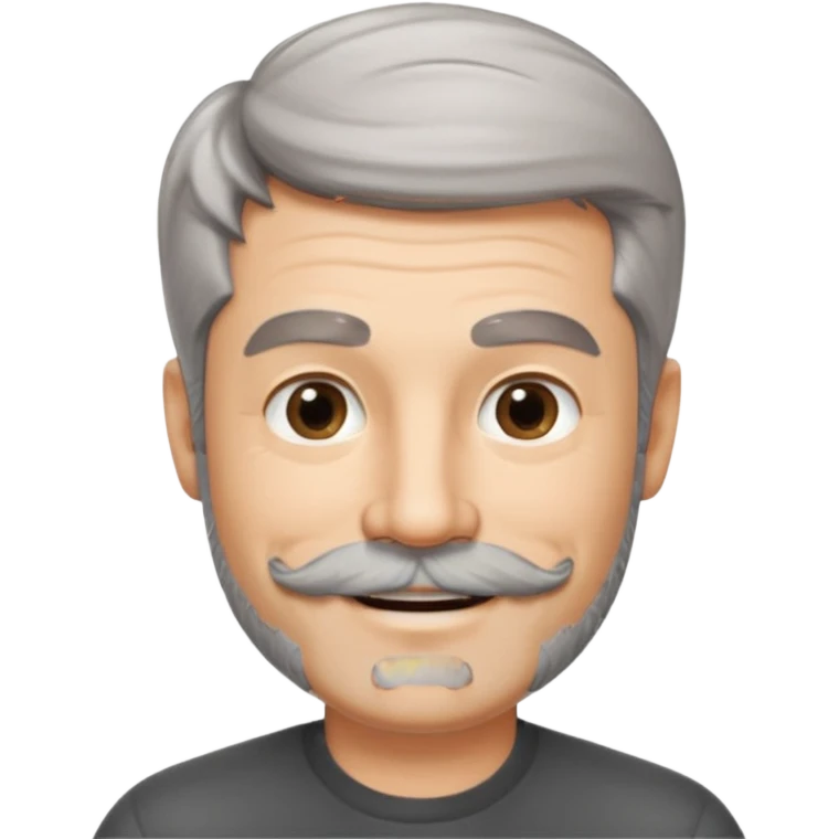 50 yr old man salt and pepper hair, side swept part, short beard and moustach emoji
