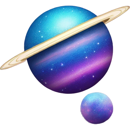sparkly glittery blue purple and pink glitter planet with white saturn ring emoji