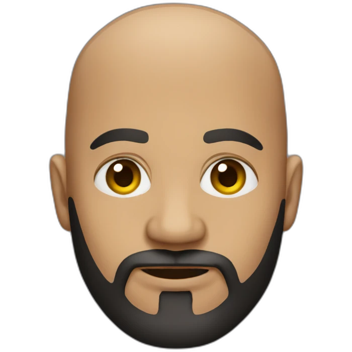 Dark Medium skin bald man with medium black beard emoji