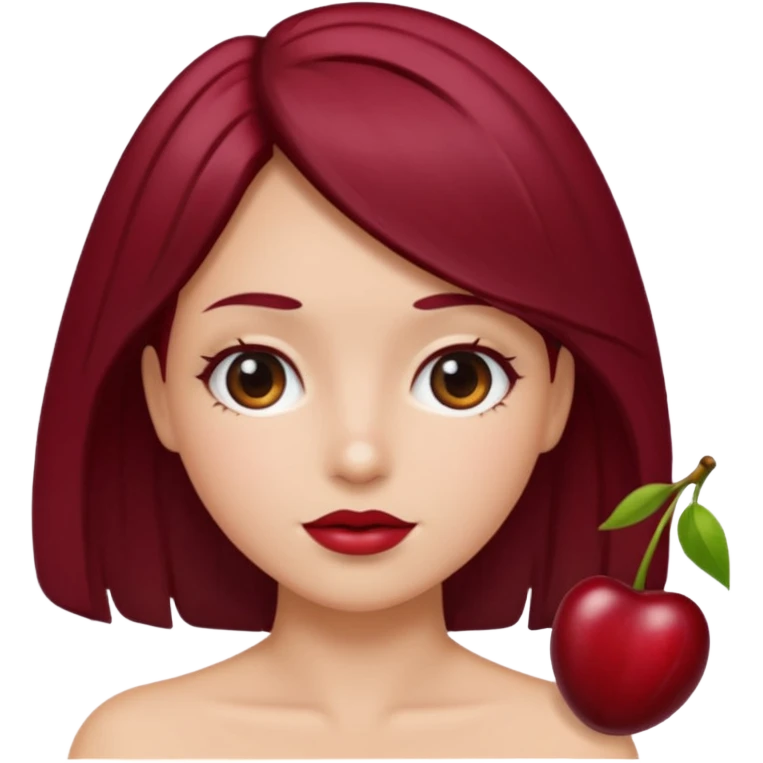 I take second photo but change the color of the hair for a red cherry or burgundy emoji