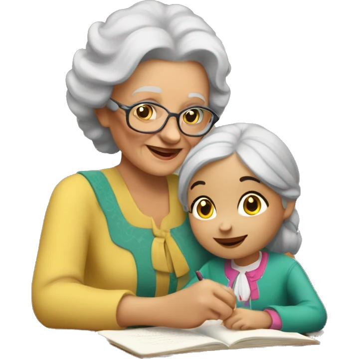 grandma tutoring little gypsy girl emoji