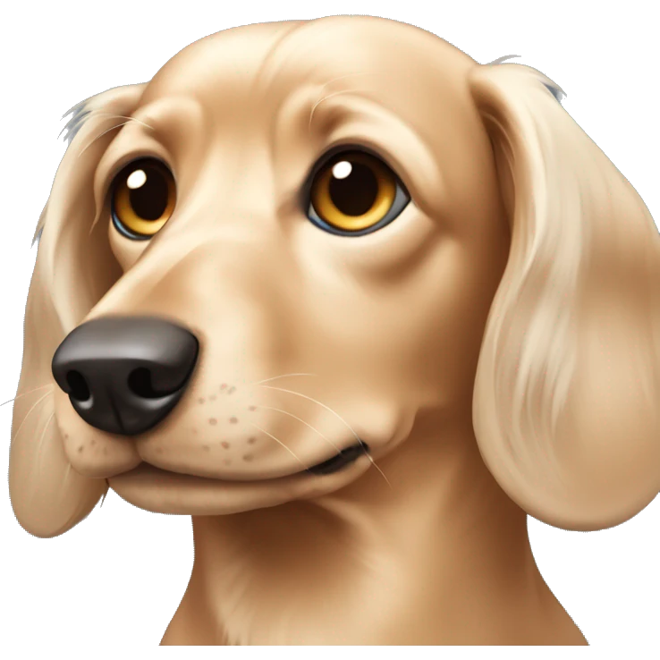 Dachshund cream long haired with one blue eye and one brown eye   emoji