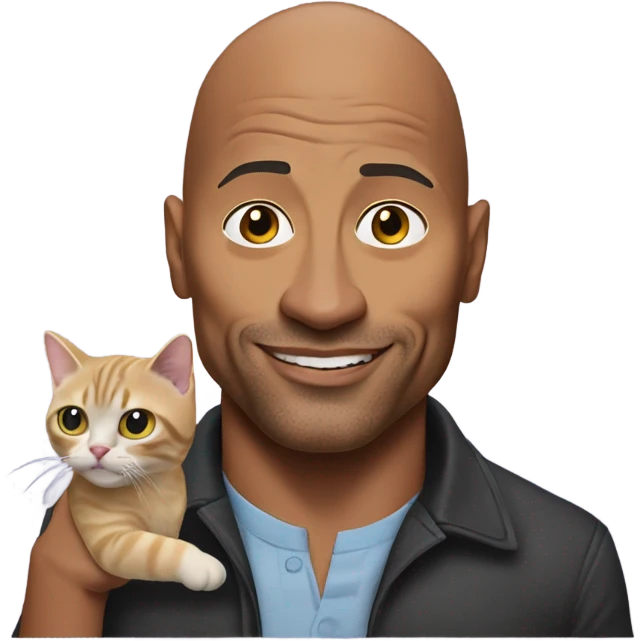 Dwayne Johnson holding a cat like Dr.Evil emoji