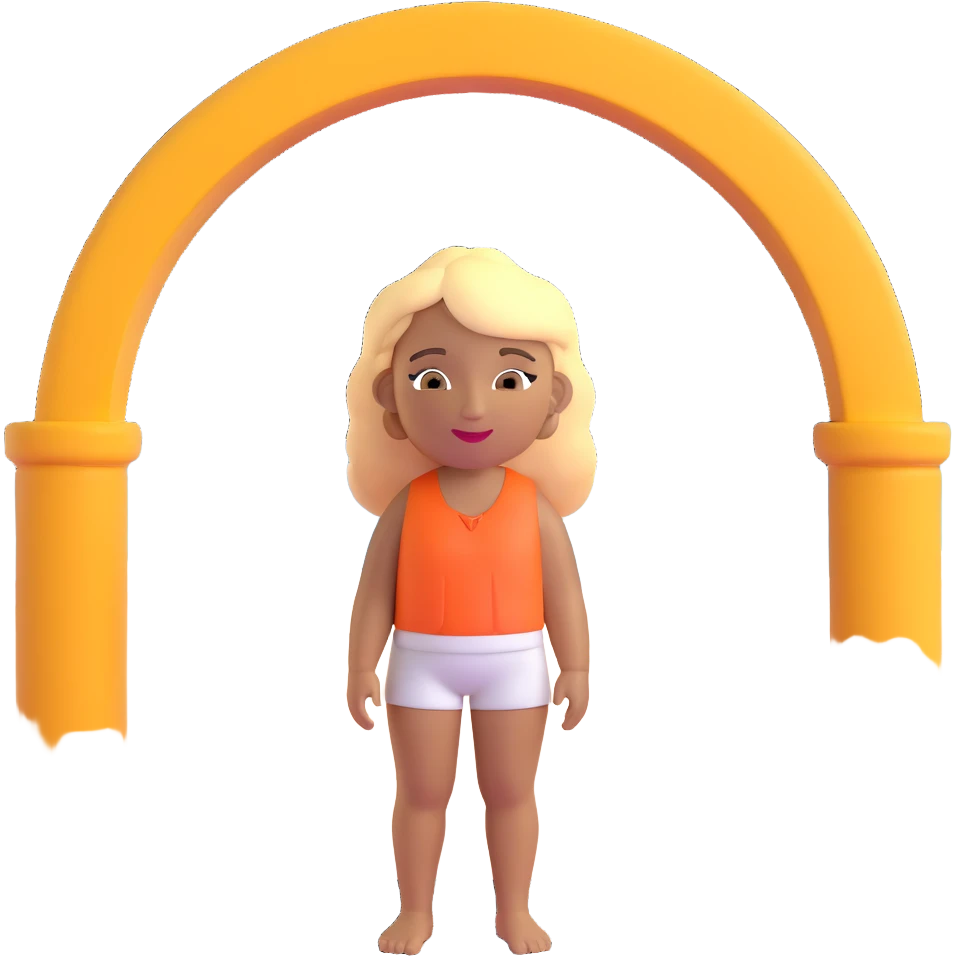 blonde woman with light brown skin, with the Atalaia Beach arches (Aracaju-SE, Brazil) in the background emoji