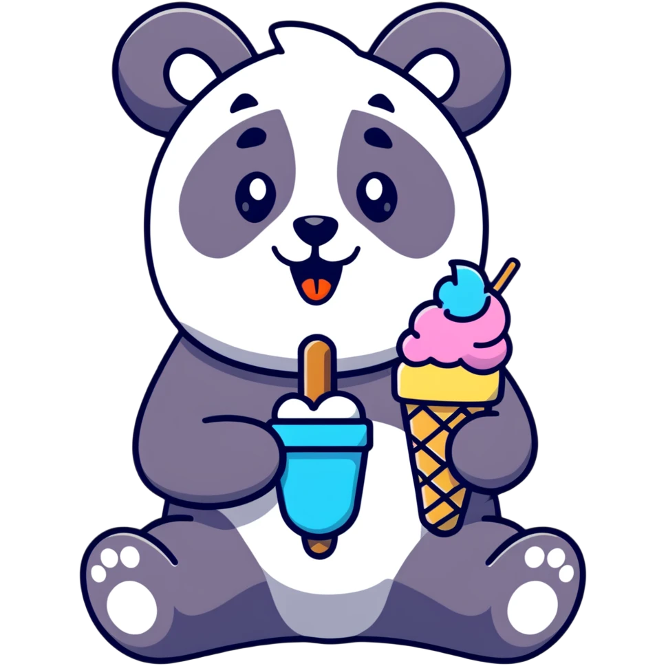Panda eating ice cream emoji