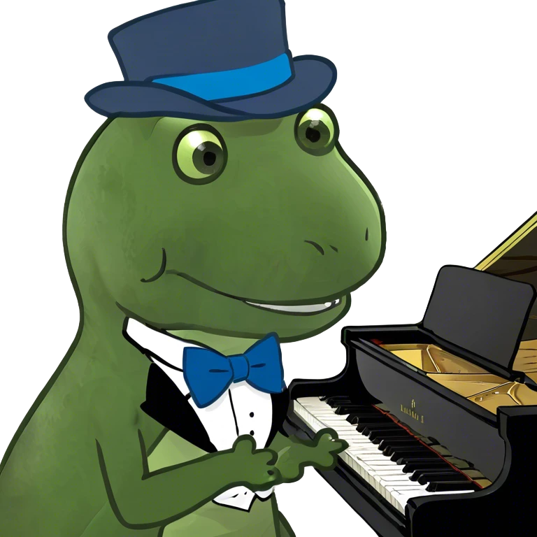 dinosaur playing a piano emoji