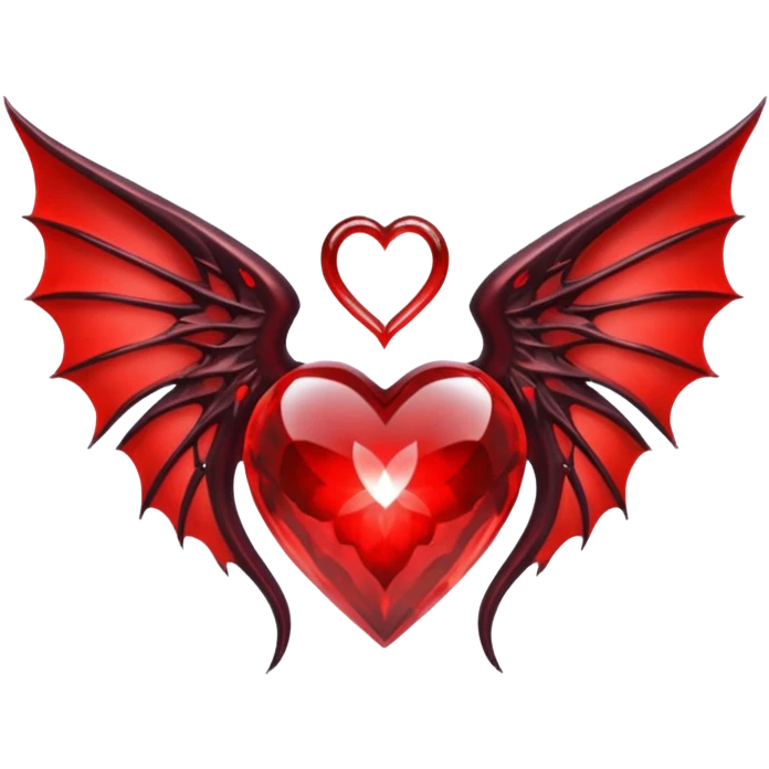 small succubus wings, cryhstal heart  emoji