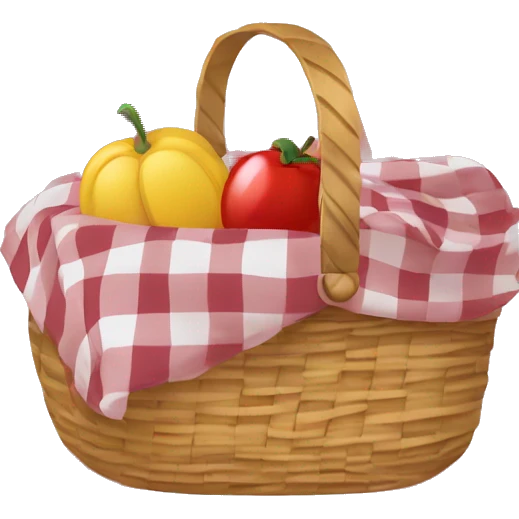 Gingham blanket and picnic basket  emoji