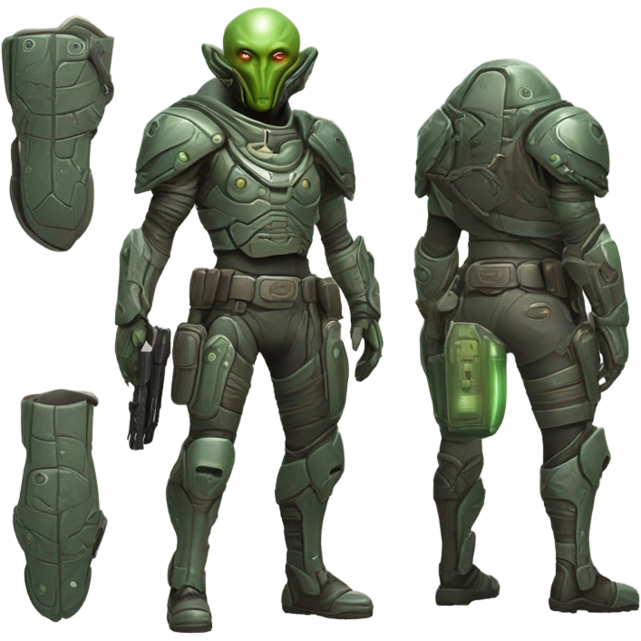 Martian Alien mercenary, front and back emoji