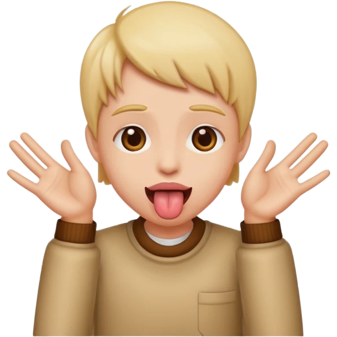 tongue out with hands to the side emoji