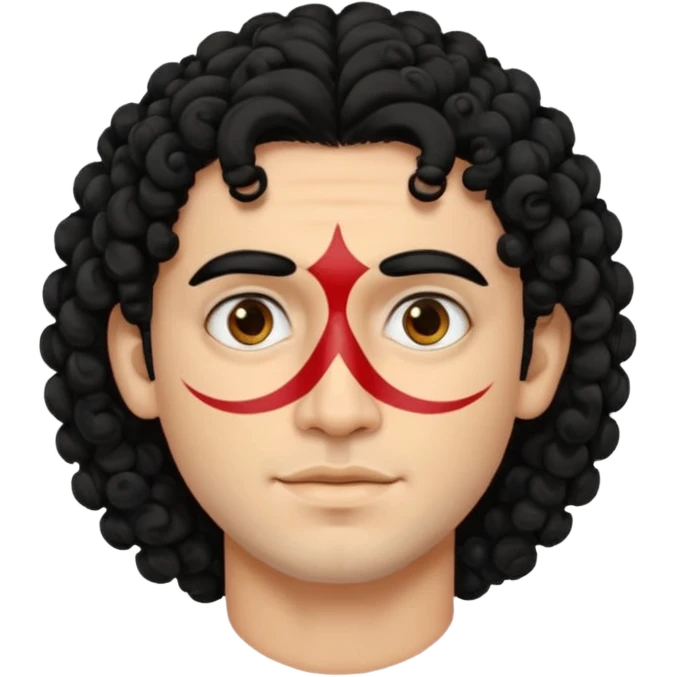 painted face mexican theme, curly hair, male, white emoji