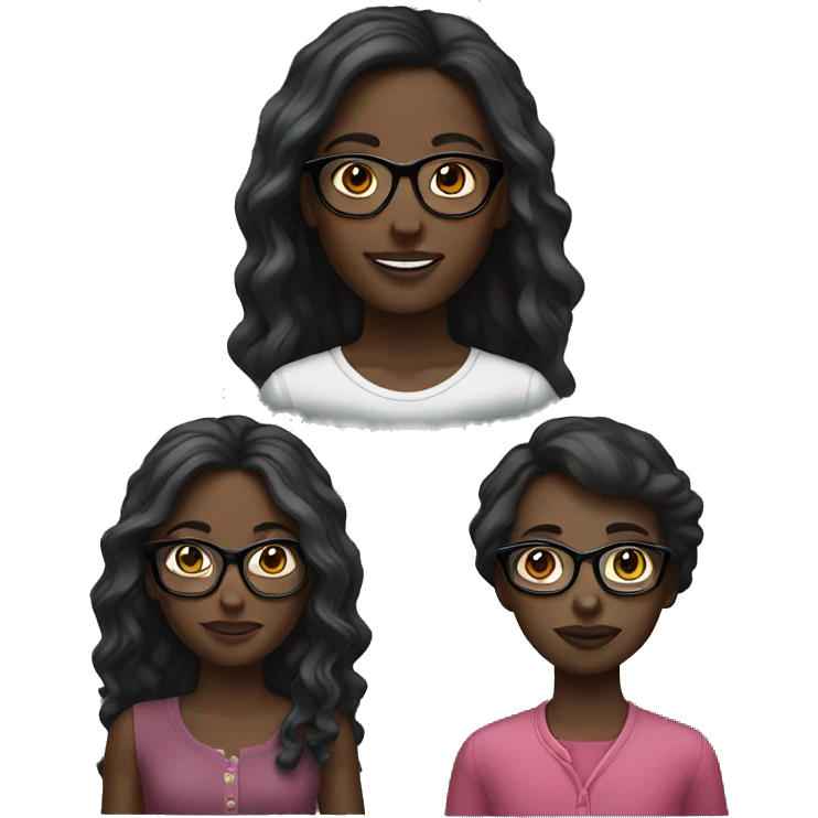 dark skin girl was glasses emoji