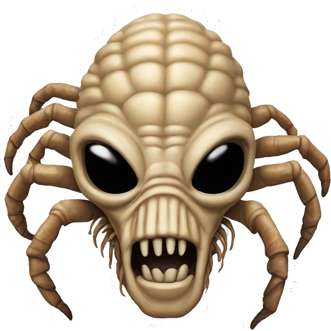 Face hugger from alien movie on mens face emoji