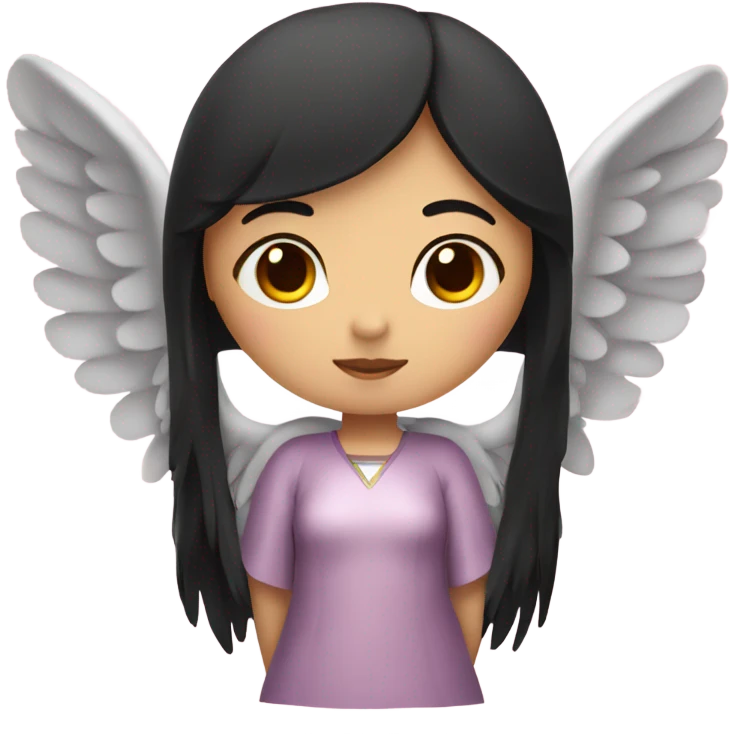 Asian Angel girl with black hair and pink wings emoji