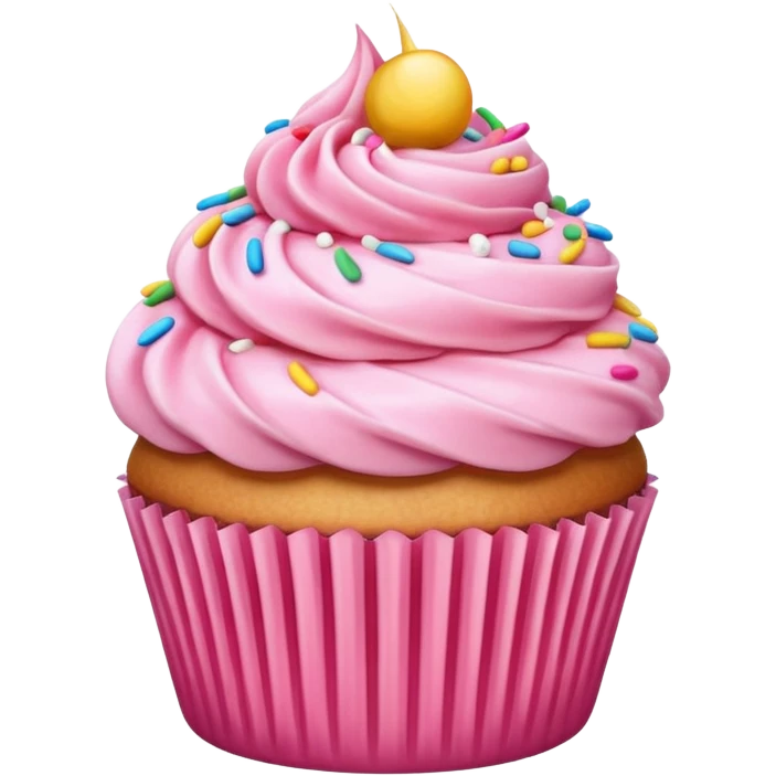 A cupcake with pink icing emoji