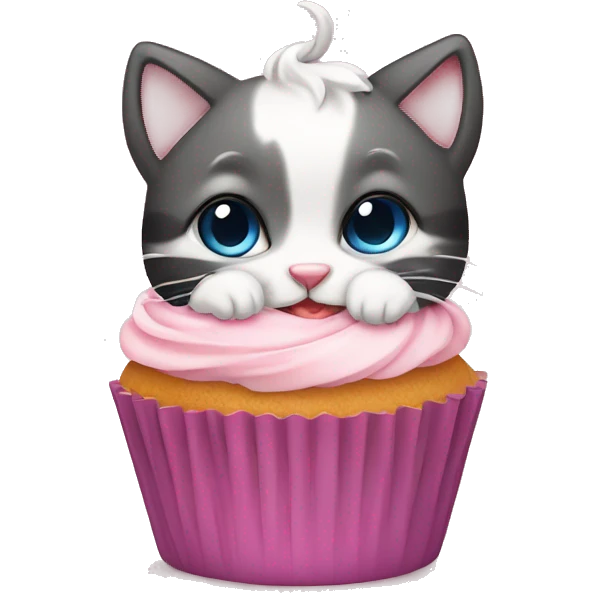 Little baby cat with cup cake emoji
