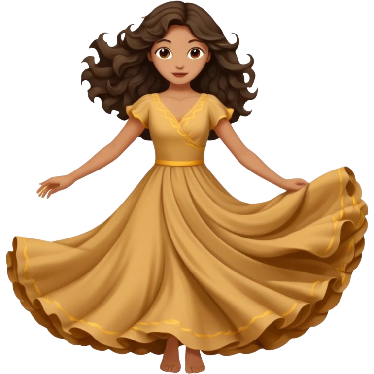 Long dark wavy hair women twirling around emoji