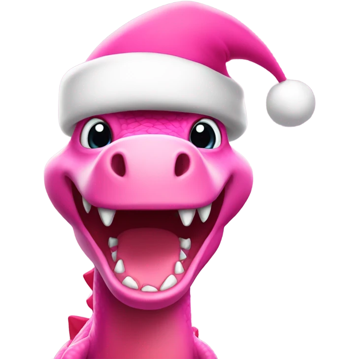 pink dinosaur with a santa hat  emoji