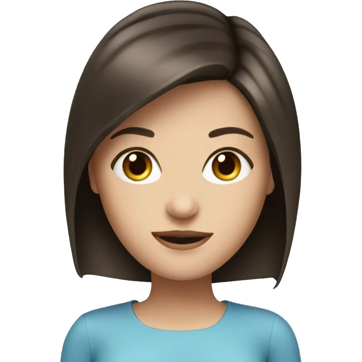 creates an avatar of a brunette woman with bobbed hair and blue eyes emoji