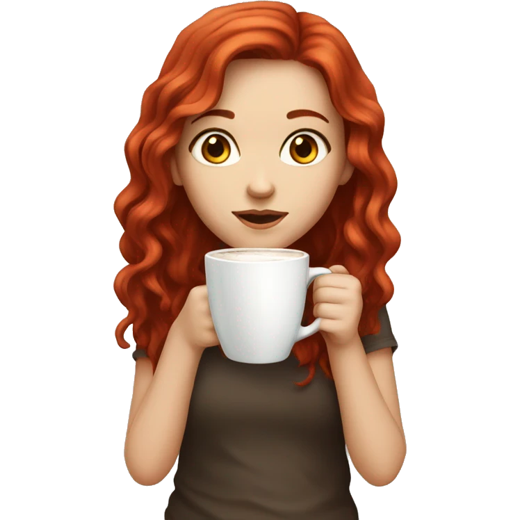 Girl red hair coffee ees white skin emoji