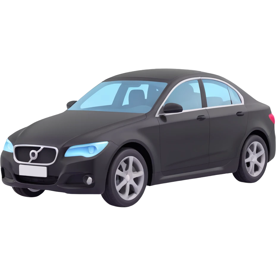 modern and clean glossy black car partially covered by a light gray or transparent film that is slightly curved and partially unrolled, showing adhesion to the car emoji