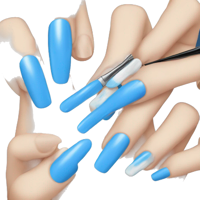 Nails getting painted blue  emoji
