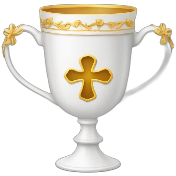 royal empty Christian cup for the winner with a cross emoji