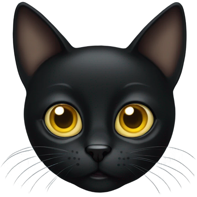 Black slim cat with big yellow eyes and big pupils emoji