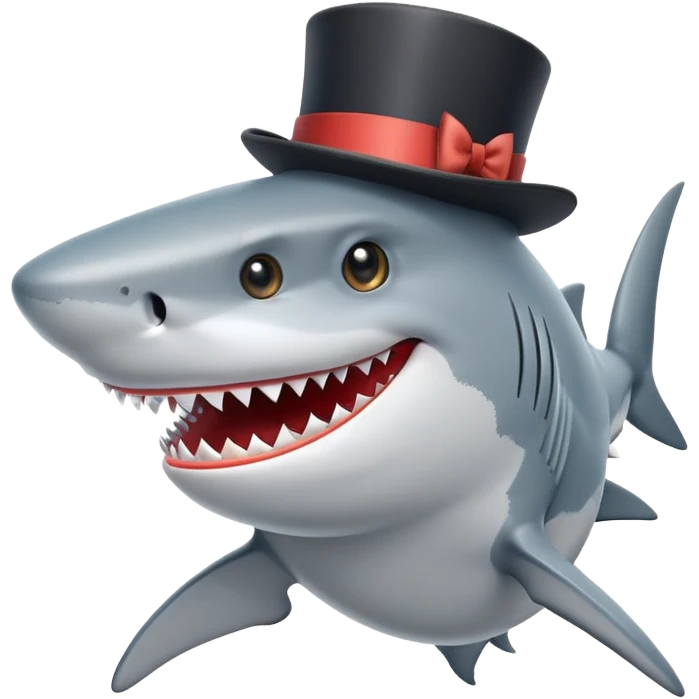 Shark with a top hat emoji