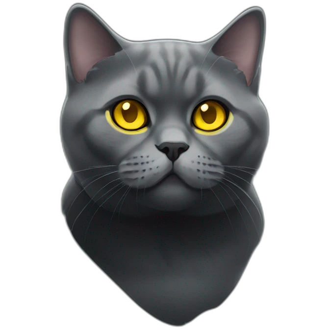 british shorthair cat in black smoke with yellow eyes emoji