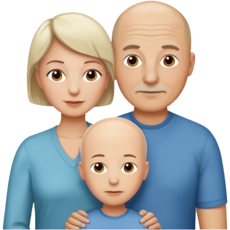 Parents, the dad is bald and the mom has short hair, both white and middle aged emoji