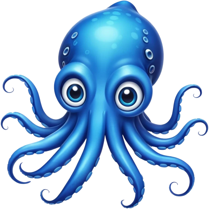 Vibrant blue squid with big eyes and tentacles emoji