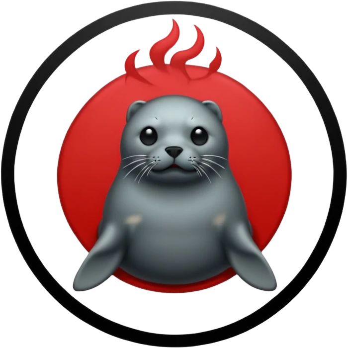 iOS sticker, summoning seal, black circle, red symbol, minimal emoji