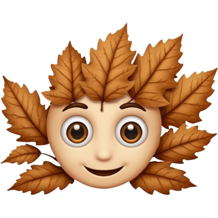 comic dryleaf with eyes and a smile in brown emoji