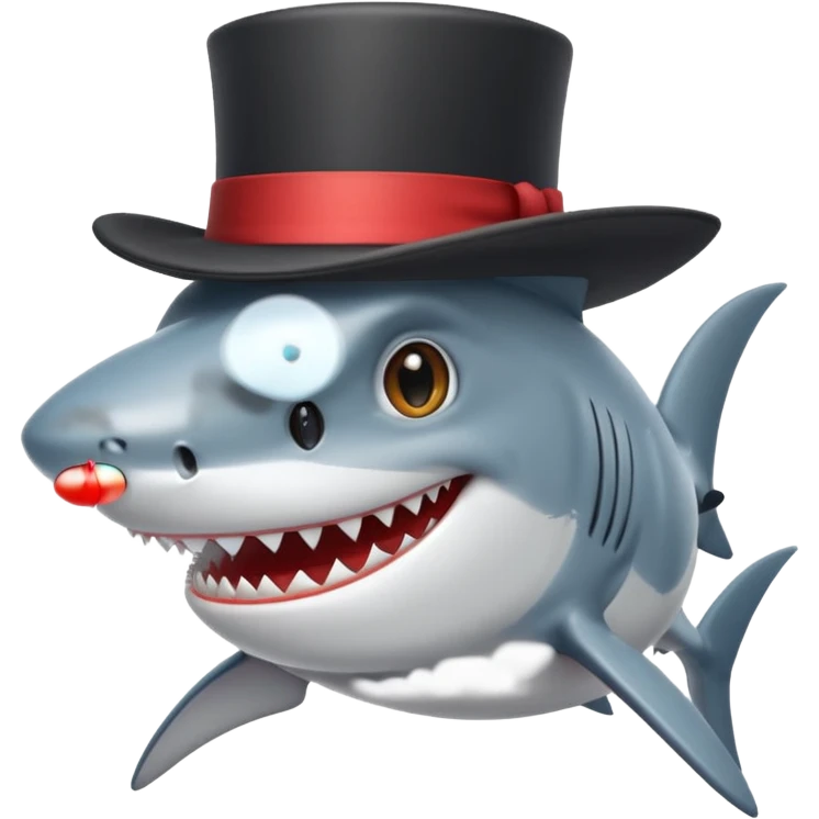 Shark with a top hat emoji