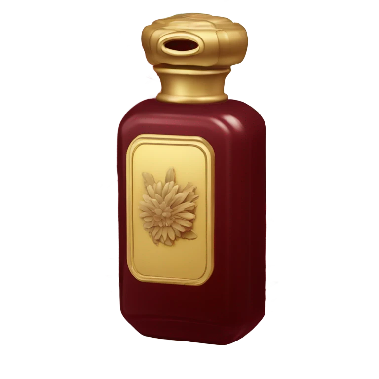 Dark red vintage French style perfume bottle with red asters emoji