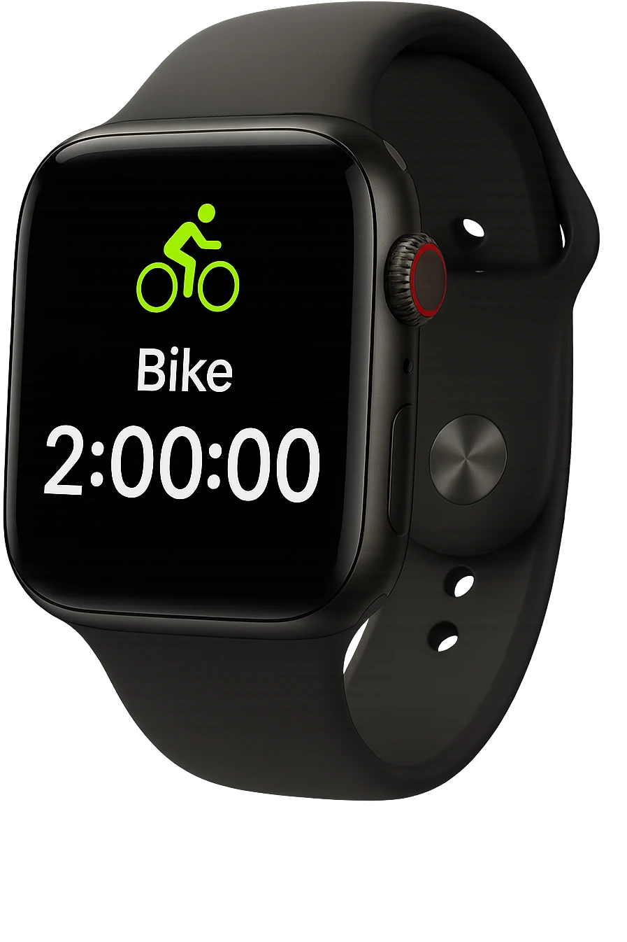 smartwatch con modalità attiva di bici che segna 2 ore di bici, REALISTICA 4K emoji